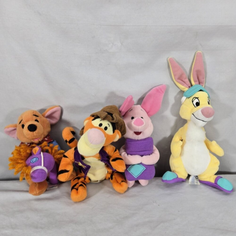Vtg Mattel Starbean Disney Plush Lot Of  4 Tigger Roo Piglet Nighty Night Rabbit